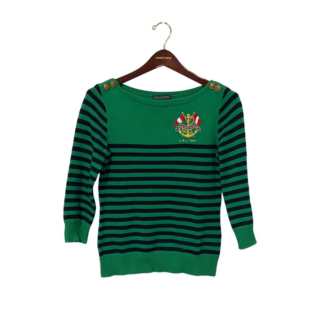 Lauren Jeans Company, Green and Navy Sweater, Size XS, KB287